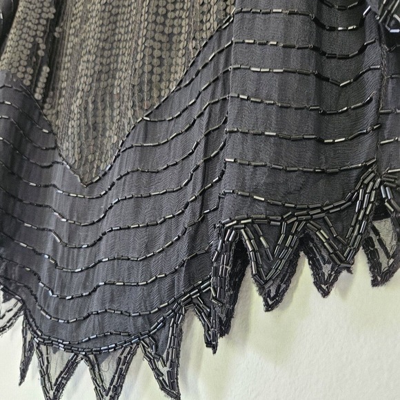 Vtg 80s Chanson D'Amour Beaded Sequin Top Size M Silk Cropped Black Whimsigoth - Picture 3 of 9